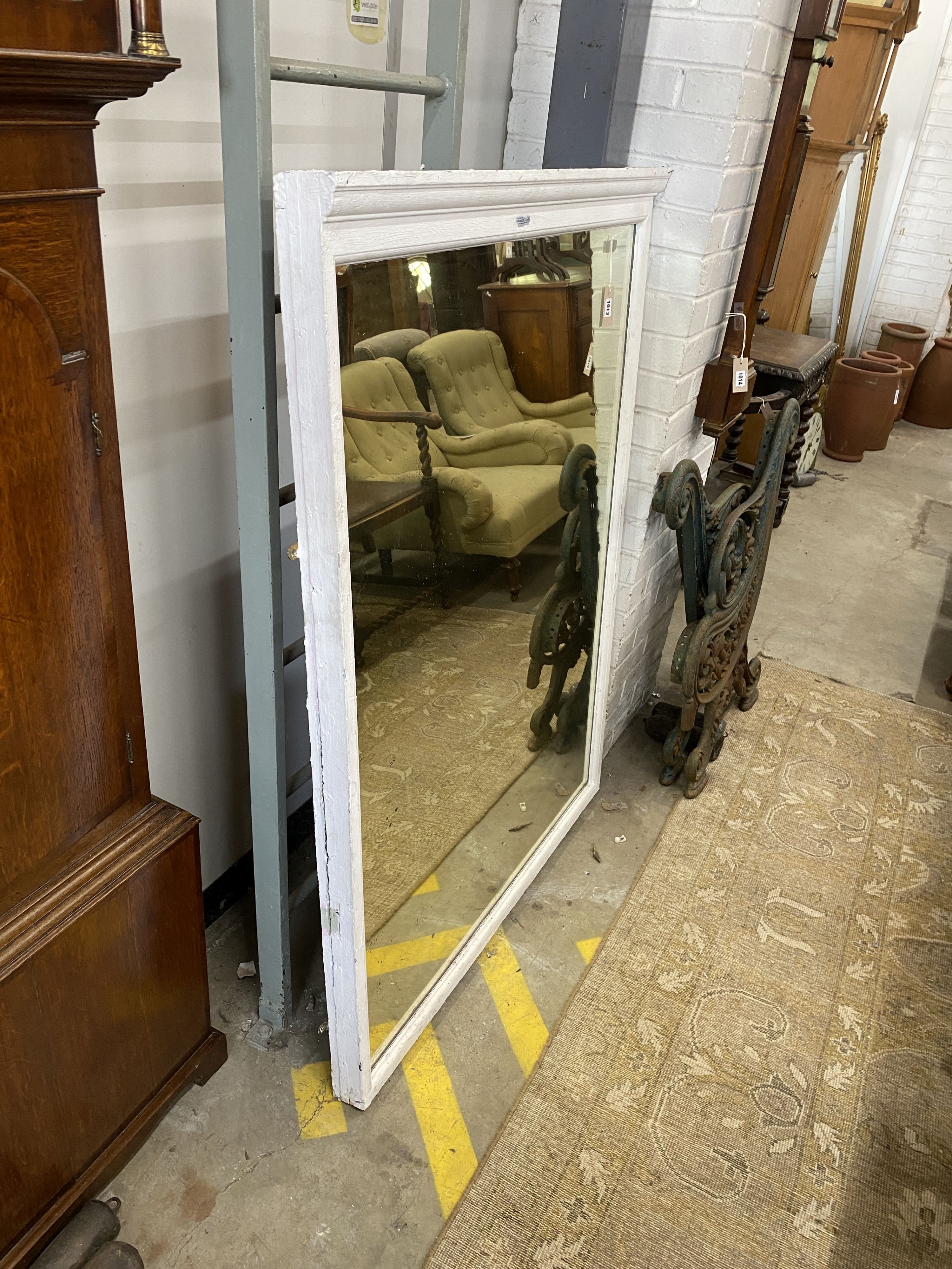 A 19th century painted overmantel mirror, width 106cm, height 139cm